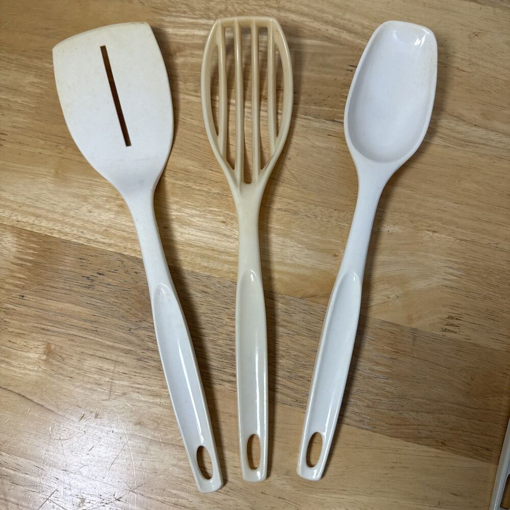 Vintage Foley Plastic Nylon Kitchen Utensils Set Of 3 Spoon Spatula Flipper Mix